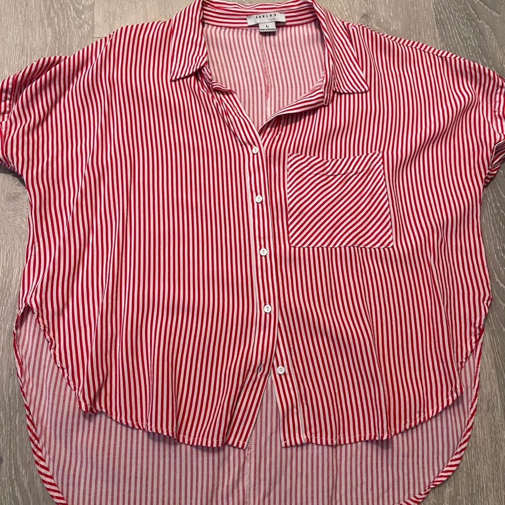 Striped button front blouse